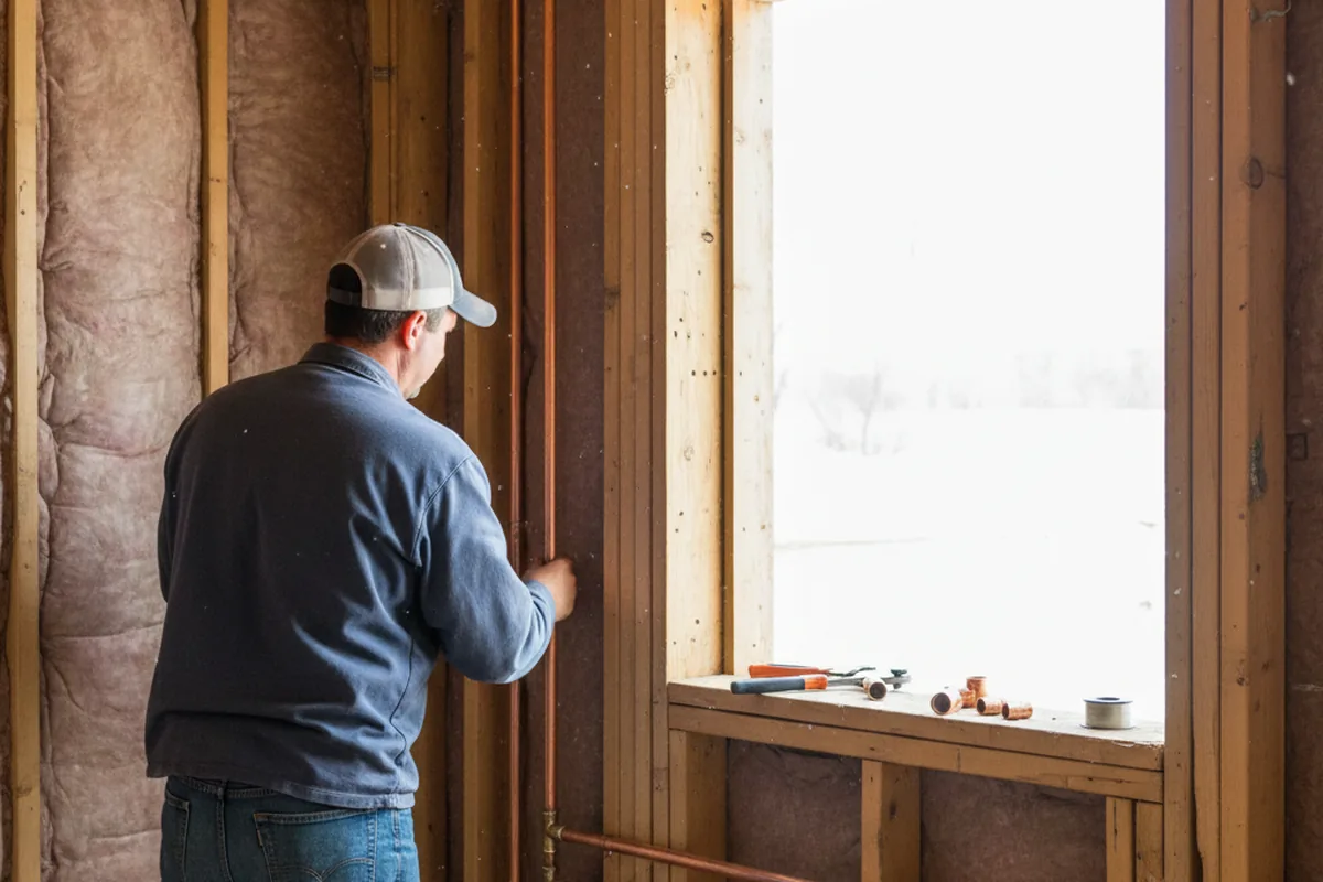 Licensed plumber running new copper supply lines in a Flemington home