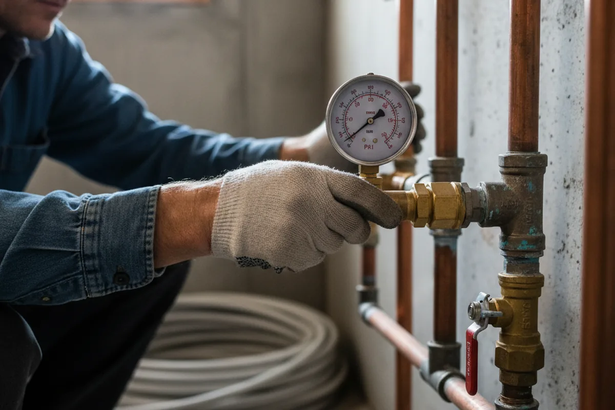 Pressure testing a repaired line during Water Line Repair in Flemington